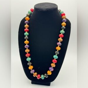 Multicolored Beaded Long Necklace 14”